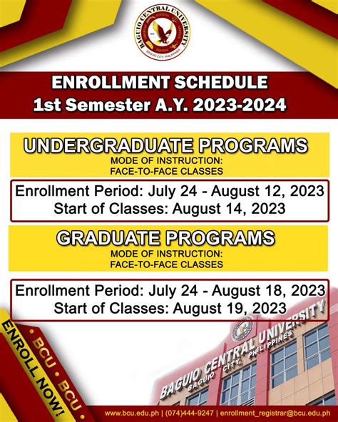 baguio central university admission 2024 2025|ENROLLMENT SCHEDULE FOR SHORT .